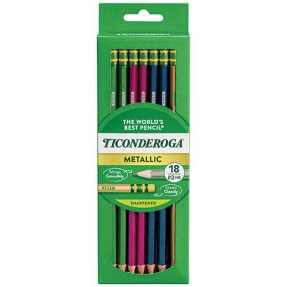 Dixon Ticonderoga #2 Soft Pencil 18/Pk Assorted Metallic Barrels Student School - Picture 1 of 1